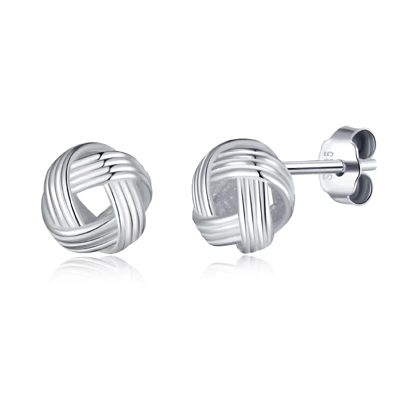 custom earrings for women -Sterling Silver Knot Earrings