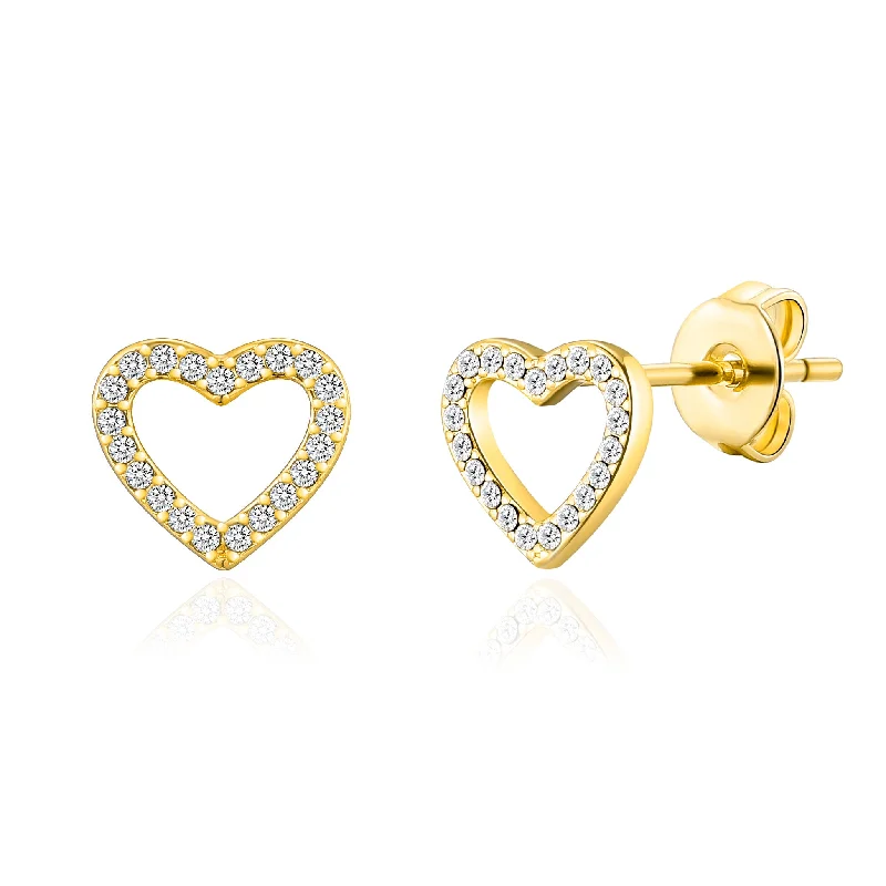 chandelier earrings for women -Gold Plated Open Heart Earrings Created with Zircondia® Crystals