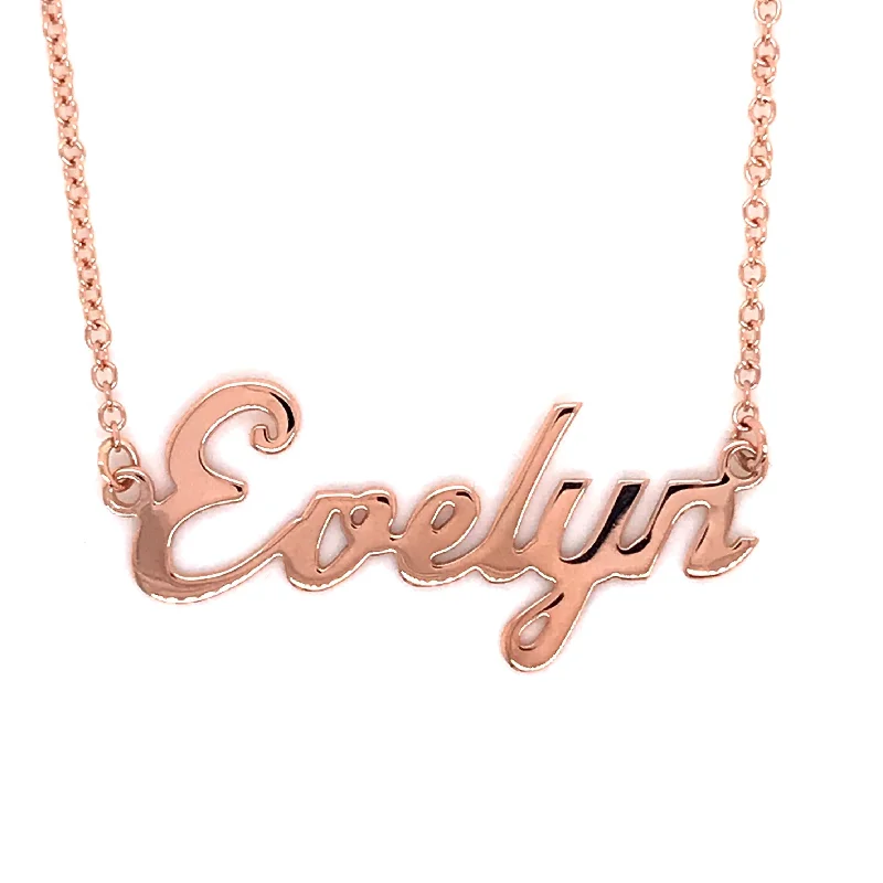 minimalistic gold necklaces for women -Name Plate Necklace 9ct Rose Gold