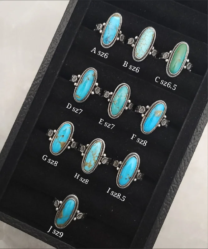 luxury rings for women -Sterling Silver Turquoise Rings