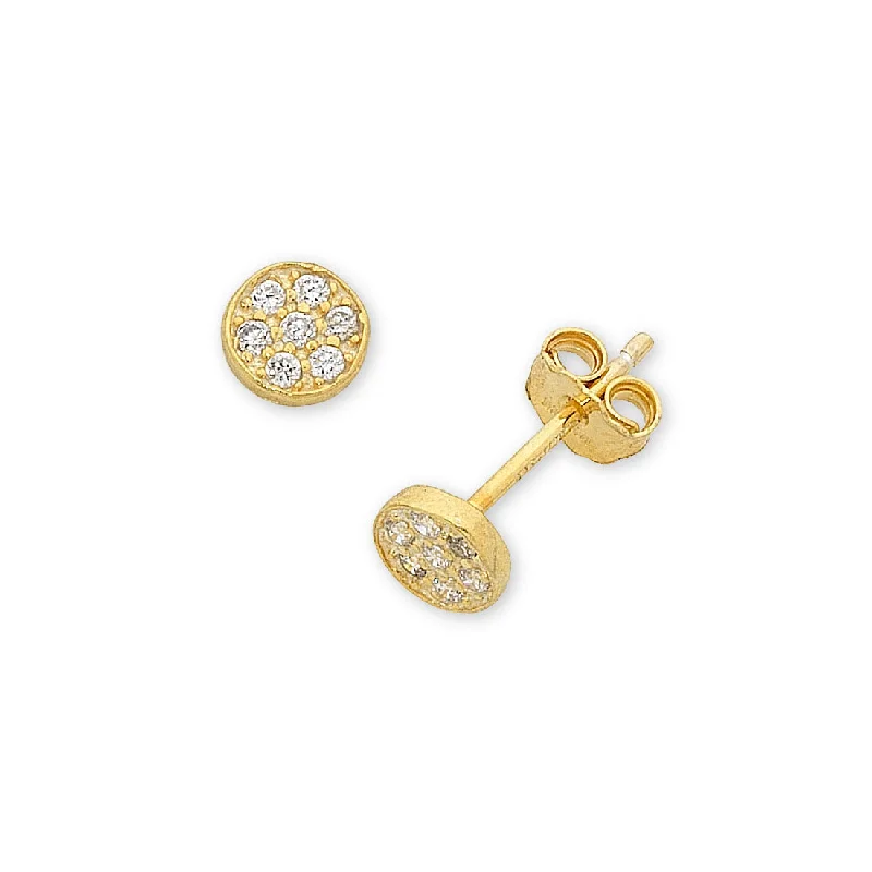 gold dangle earrings for women -9ct Yellow Gold Silver Infused Pave Earrings