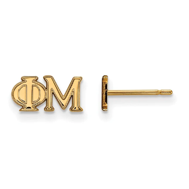 bold stud earrings for women -14K Plated Silver Phi Mu XS Greek Letters Post Earrings