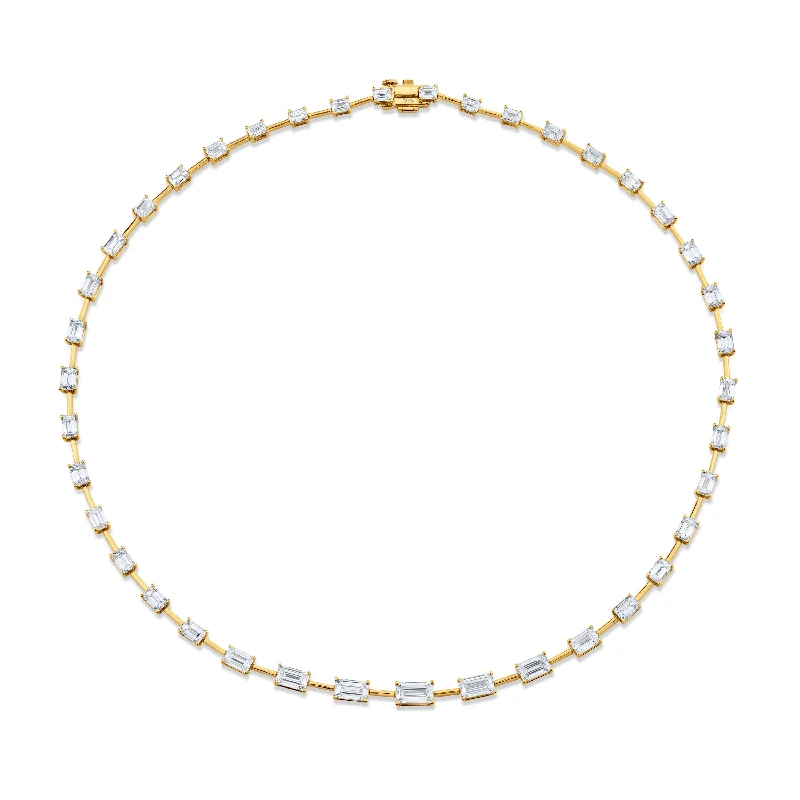 dainty gold necklaces for women -Graduated Emerald Cut Diamond Necklace