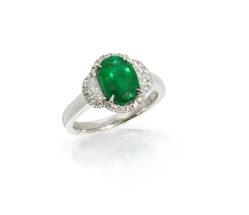 unique engagement rings -Diamond and Emerald Ring