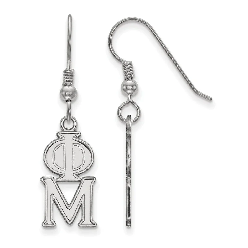 gemstone earrings for women -Sterling Silver Phi Mu Dangle Medium Earrings