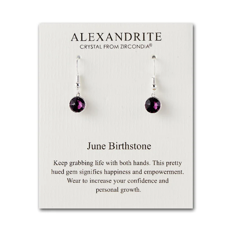 hoop earrings for women -June Birthstone Drop Earrings Created with Alexandrite Zircondia® Crystals