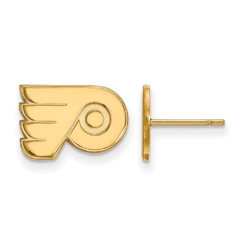 classic gold earrings for women -10k Yellow Gold NHL Philadelphia Flyers XS Post Earrings