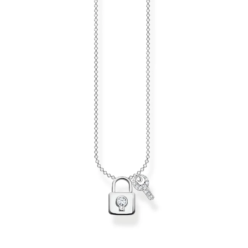 crystal necklaces for women -Thomas Sabo Necklace Lock With Key Silver KE2122-051-14-L45