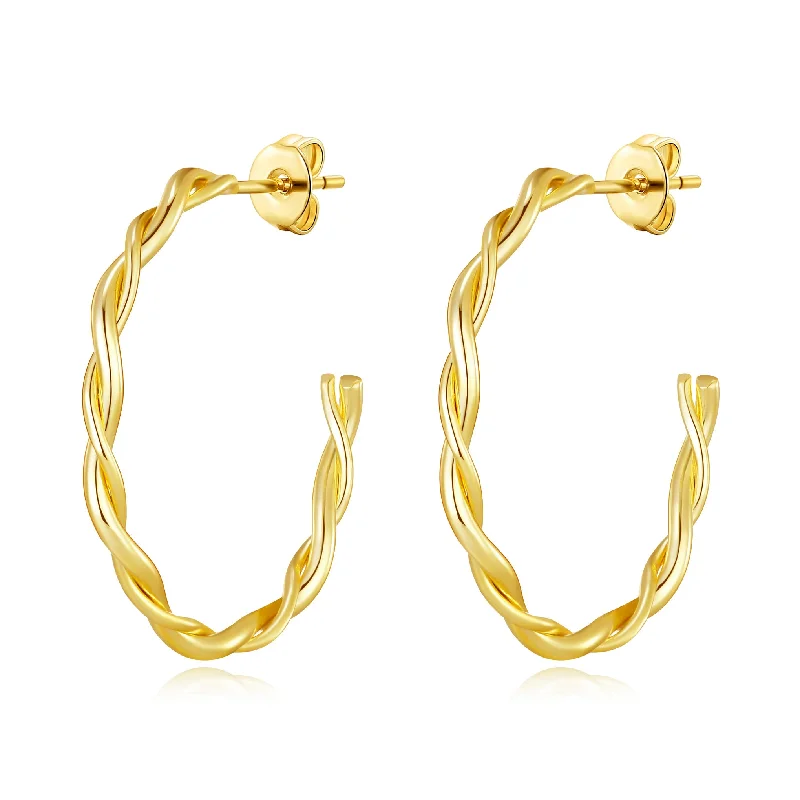 vintage rhinestone earrings -Gold Plated 30mm Twisted Hoop Earrings