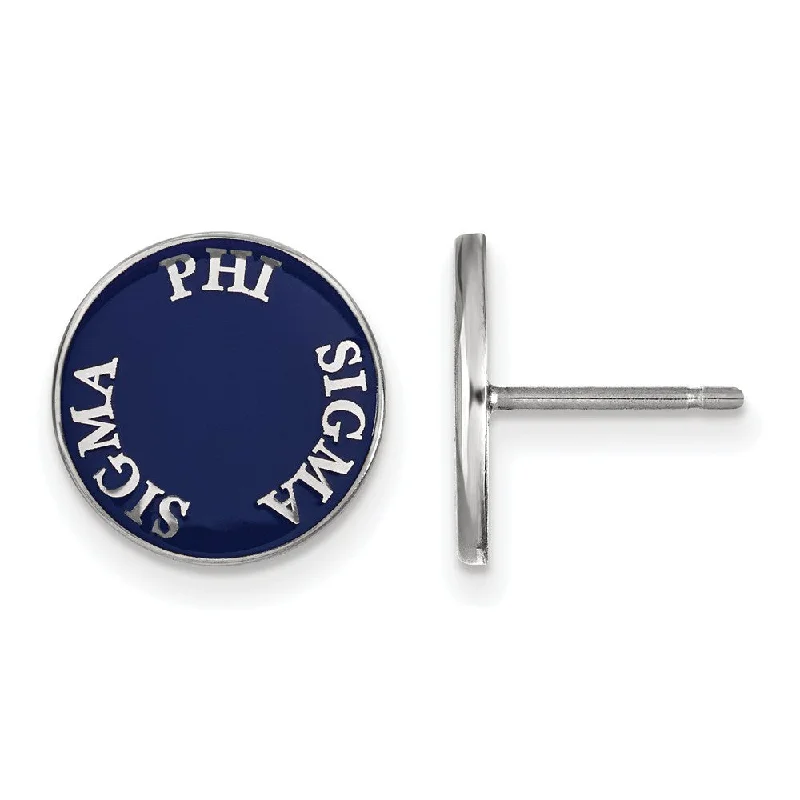 minimalist earrings for women -Sterling Silver Phi Sigma Sigma Enamel Disc Post Earrings