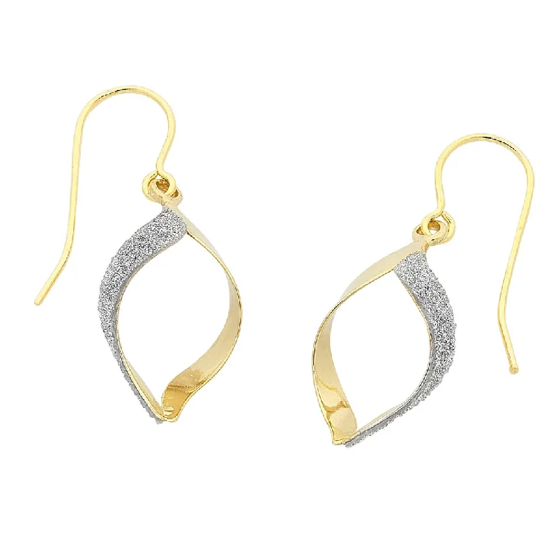 artistic earrings for women -9ct Yellow Gold Silver Infused Stardust Drop Earrings