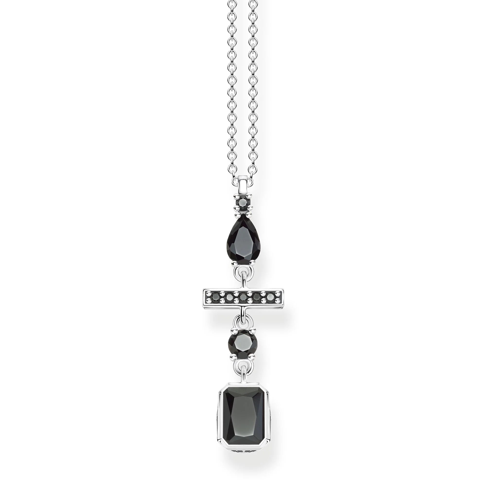 moonstone necklaces for women -Thomas Sabo Silver Black Mix of Shapes Necklace KE1892-643-11-l45v