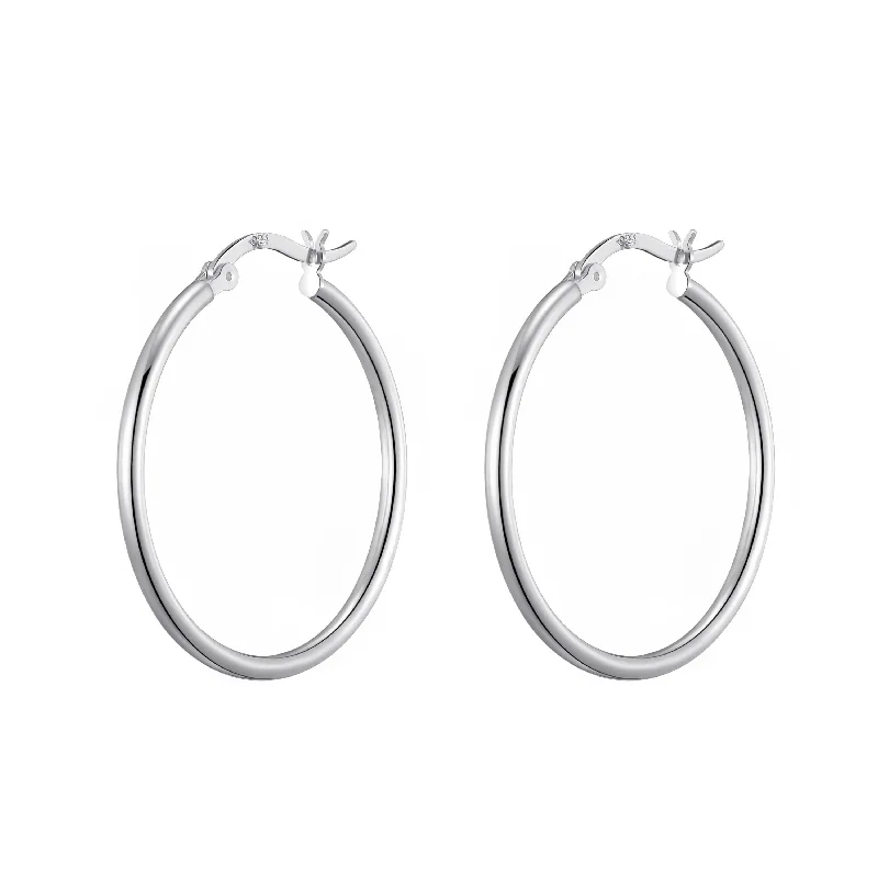 silver earrings for women -Sterling Silver 30mm Hoop Earrings