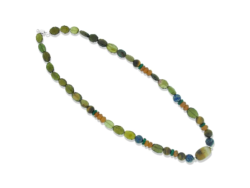 long chain necklaces for women -Tourmaline Mixed Gemstone Necklace