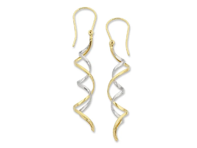 luxurious pearl drop earrings -9ct Two Tone Silver Infused Double Twist Earrings