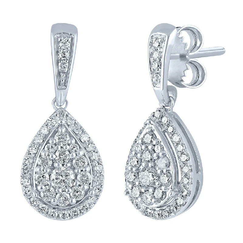 silver stud earrings for women -9ct White Gold 0.52ct Diamond Pear Shaped Earrings