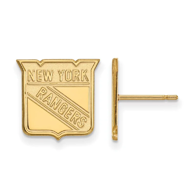 bold earrings for women -14k Yellow Gold NHL New York Rangers Small Post Earrings