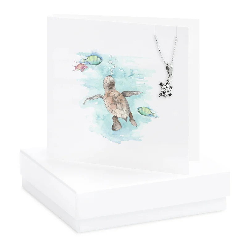 stunning necklaces for women -Sterling Silver Turtle Pendant Necklace - Gift Set with Box and Greeting Card