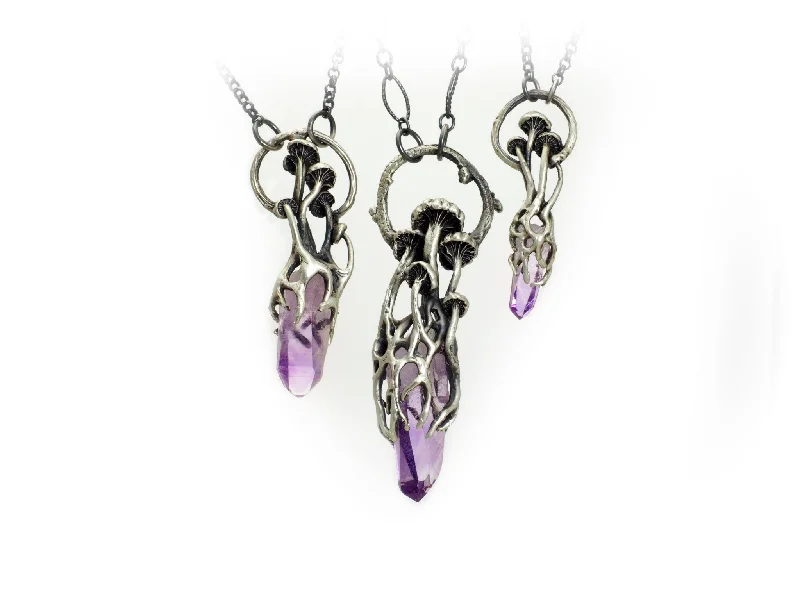 trendy necklaces for women -Mushroom amethyst necklace