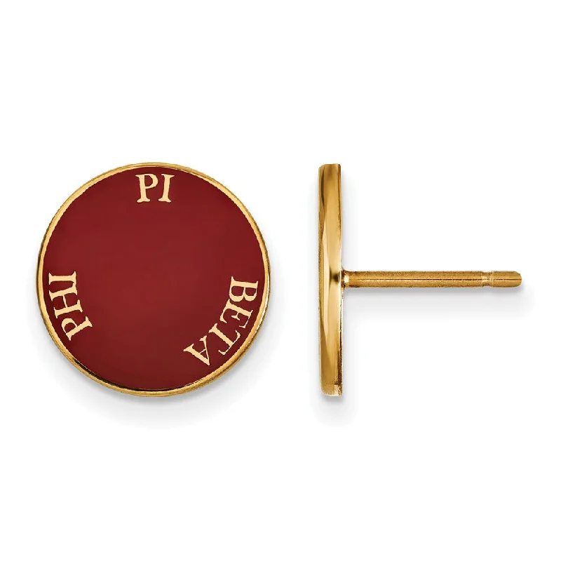 custom name earrings for women -14K Plated Silver Pi Beta Phi Enamel Disc Post Earrings