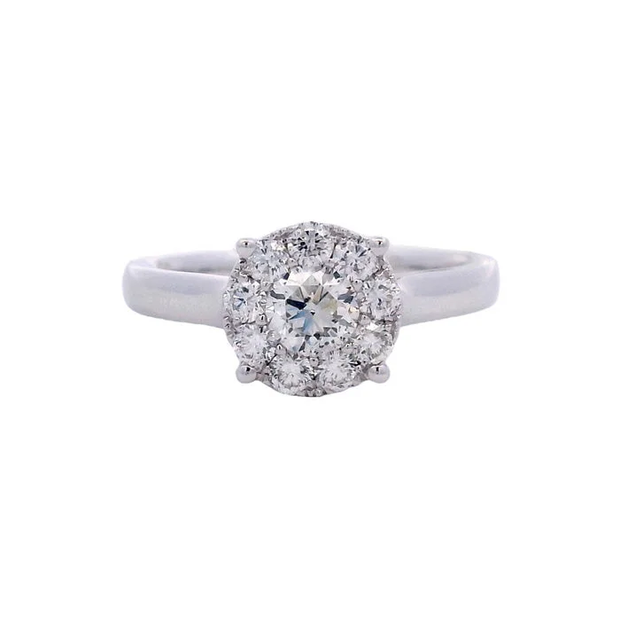 unique engagement rings -Mountz Collection 3/4CTW Diamond Halo Ring in 14K White Gold