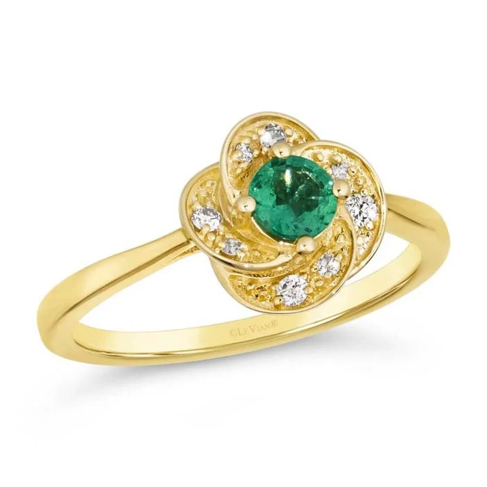 adjustable rings for women -Le Vian Swirl Ring featuring Costa Smeralda Emeralds and Nude Diamonds in 14K Honey Gold