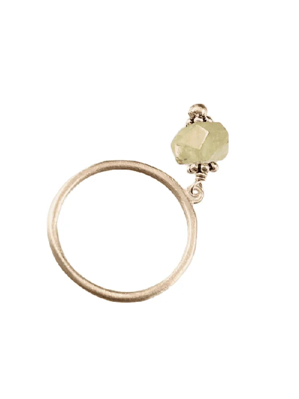 solitaire engagement rings -Sterling & Prehnite Gem Charm Ring Size