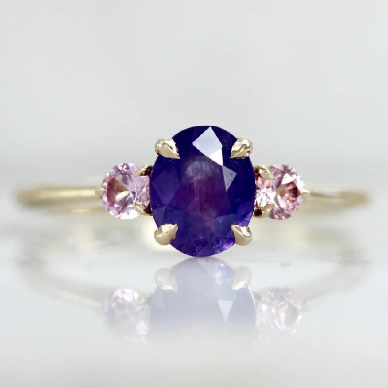 diamond rings for women -Crowd Pleaser Purple Oval Cut Opalescent Sapphire Ring