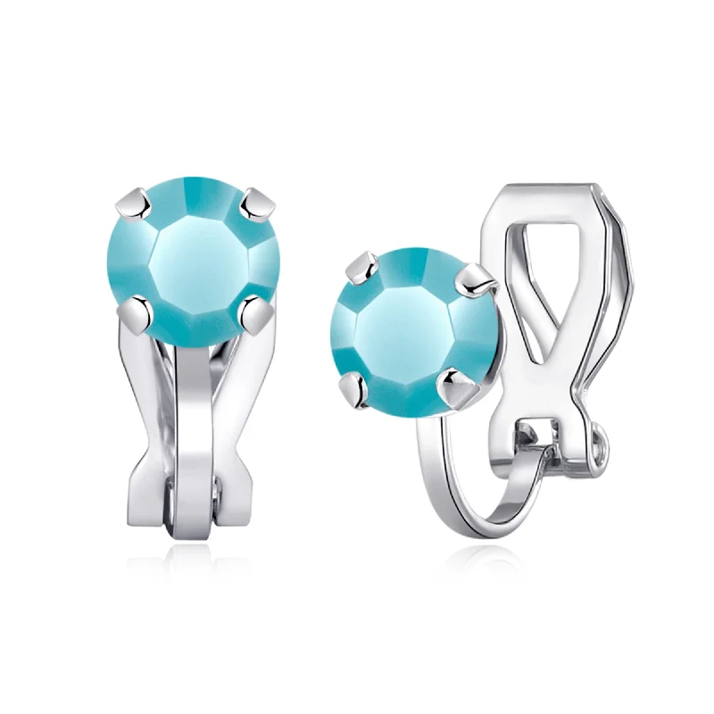 classic gold earrings for women -December (Turquoise) Birthstone Clip On Earrings Created with Zircondia® Crystals