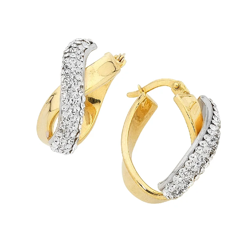 trendy earrings for women -9ct Two Tone Silver Infused Hoop Earrings