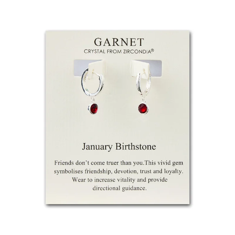 pearl stud earrings for women -January Birthstone Hoop Earrings Created with Garnet Zircondia® Crystals