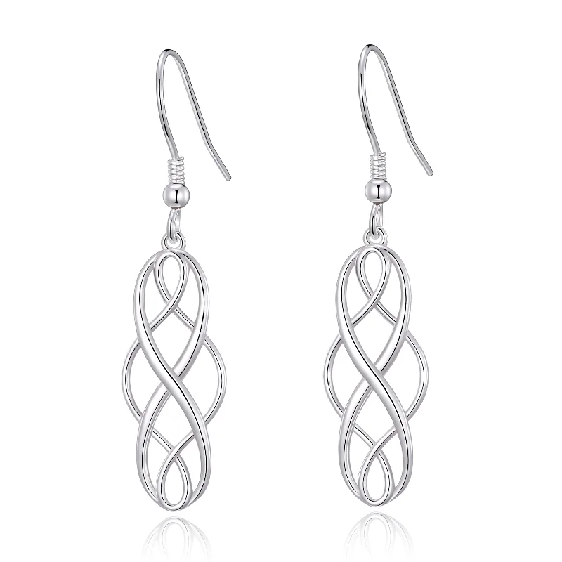 custom hoop earrings for women -Sterling Silver Celtic Drop Earrings