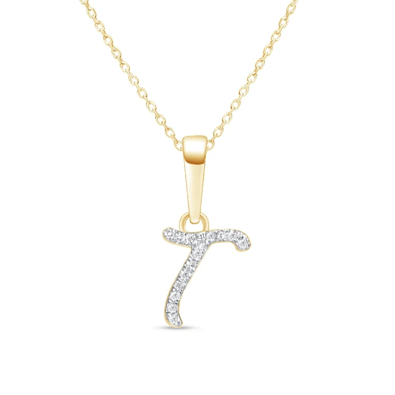 simple charm necklaces for women -Cursive Diamond Initial Necklace