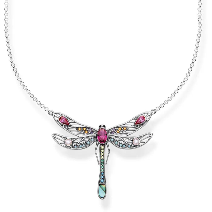 trendy choker necklaces for women -Thomas Sabo Silver Large Dragonfly Necklace KE1838-998-7-l45v