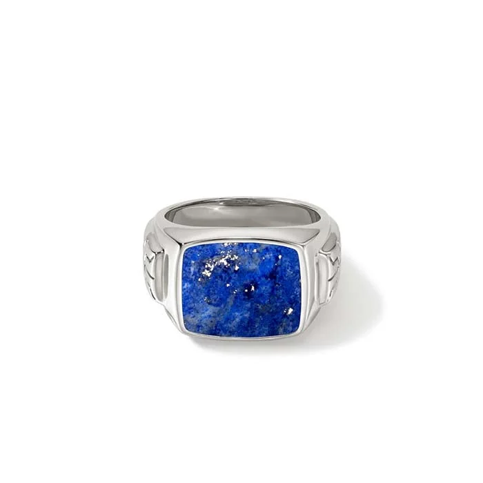 luxury wedding rings -John Hardy Lapis Signet Ring in Sterling Silver