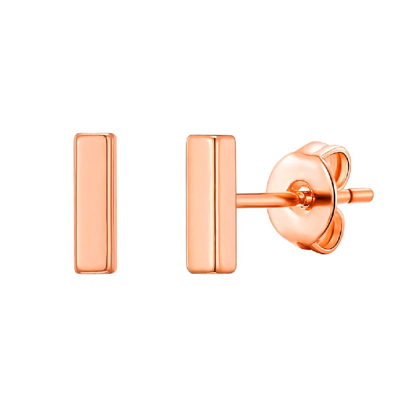 stylish pearl earrings for women -Rose Gold Plated Bar Earrings