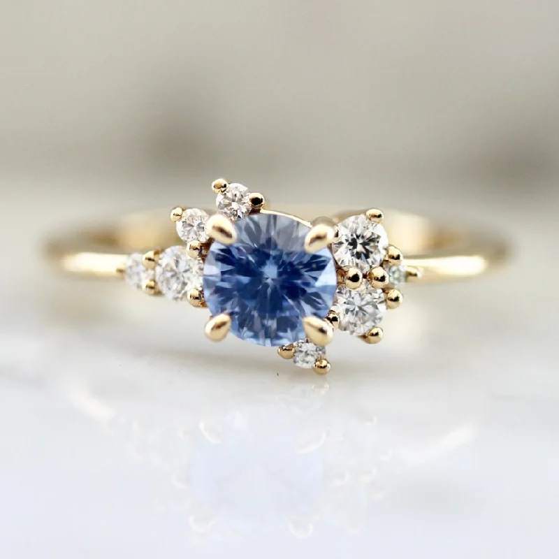 classic wedding rings -Skyline Blue Round Brilliant Cut Sapphire Ring