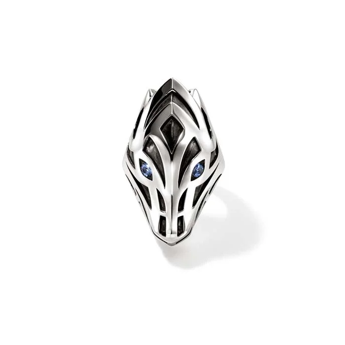 big statement rings -Naga Ring with Blue Sapphire Eyes in Sterling