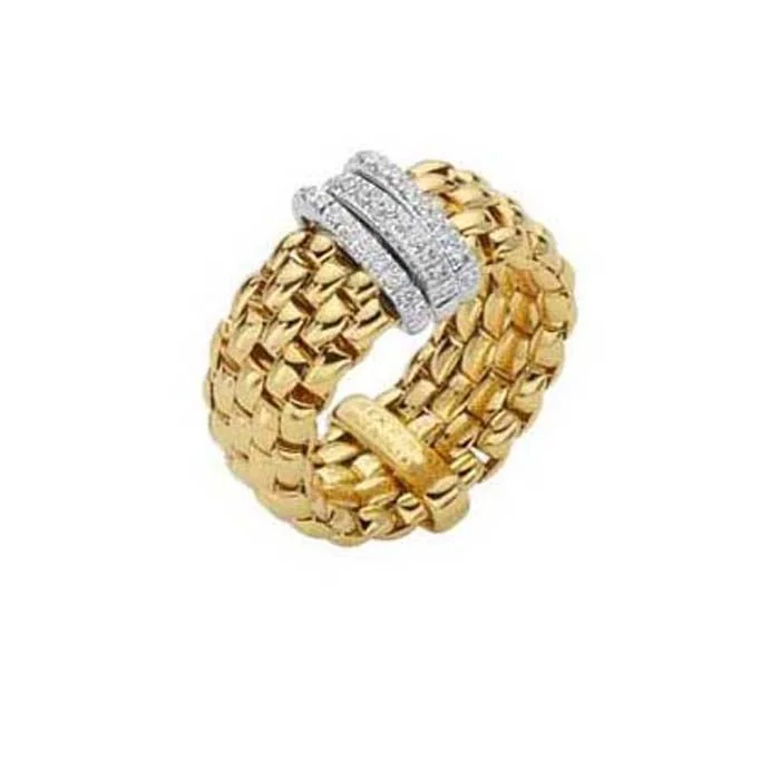 handmade rings for women -FOPE Panorama Collection Flex'it Ring with Diamonds in 18K Yellow and White Gold