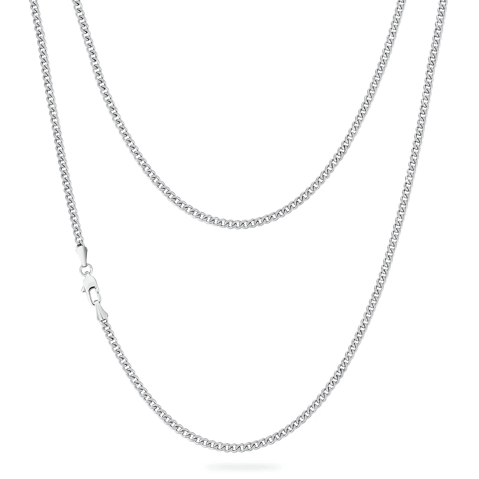 crystal drop necklaces for women -3mm Miami Cuban Link Chain in White Gold