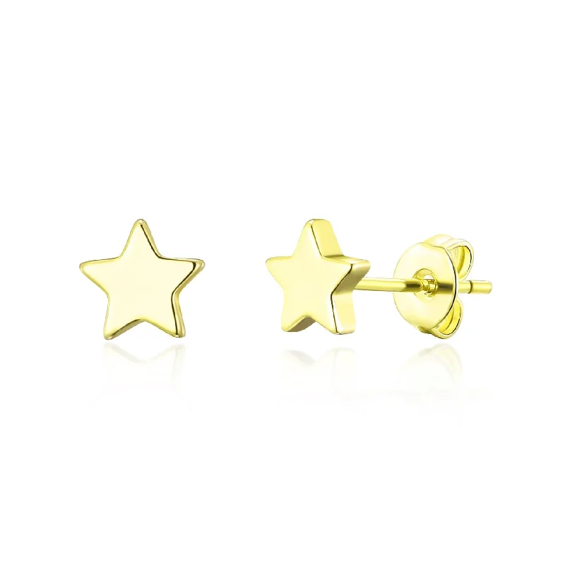 adjustable earrings for women -Gold Plated Star Stud Earrings