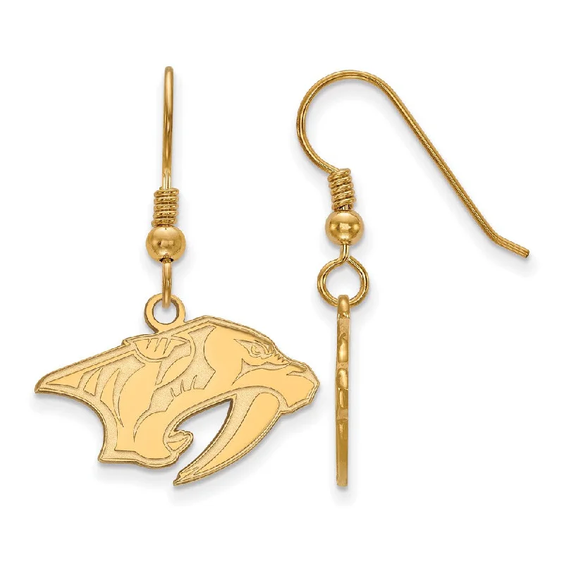 stud earrings for women -SS 14k Yellow Gold Plated NHL Nashville Predators SM Dangle Earrings