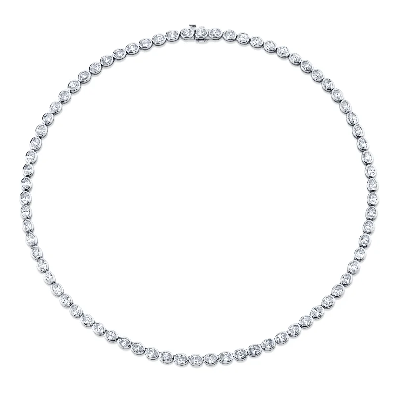 trendy choker necklaces for women -Oval Cut Diamond Necklace