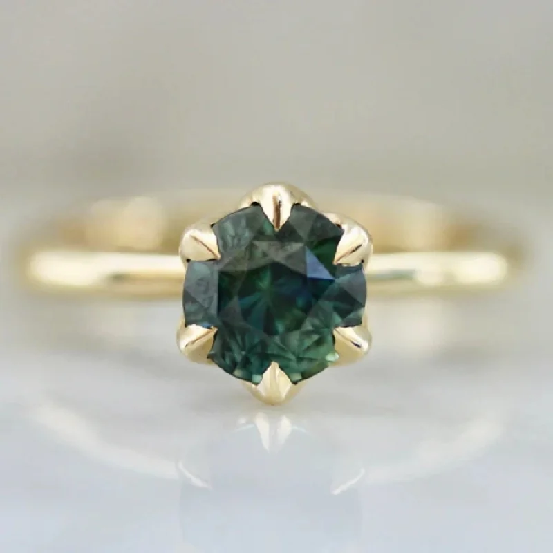 gemstone engagement rings for women -Faerie Circle Green Round Cut Sapphire Ring