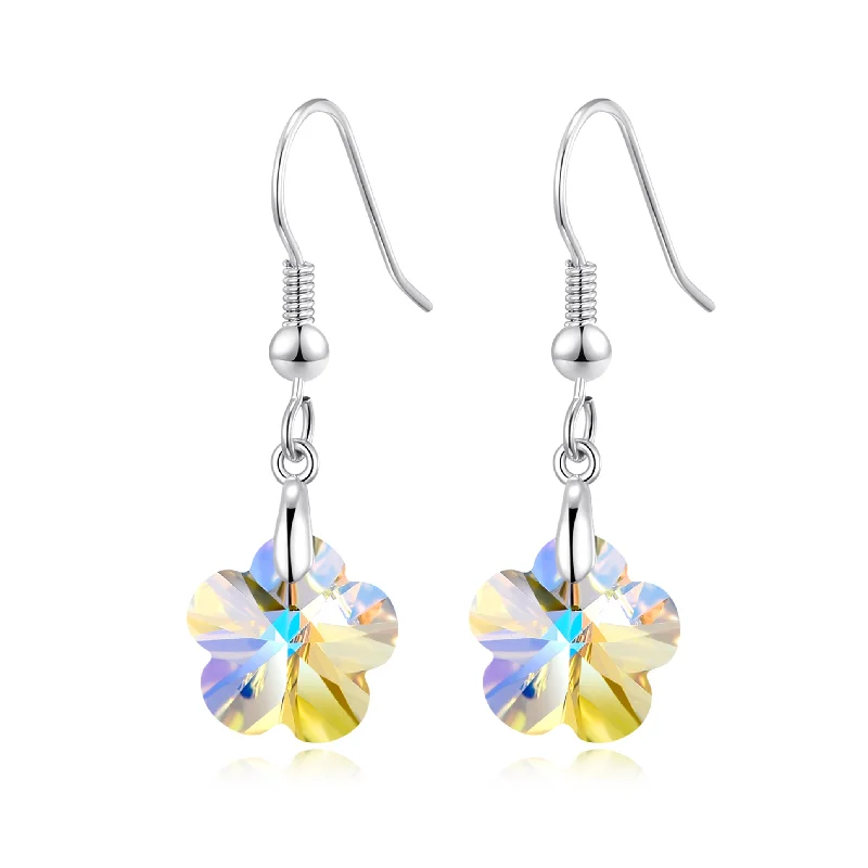 chandelier earrings for women -Sterling Silver Aurora Borealis Flower Earrings Created with Zircondia® Crystals