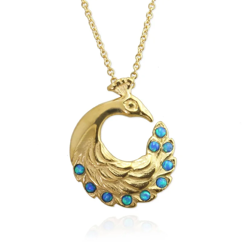 infinity necklaces for women -Peacock Necklace with cultured opals