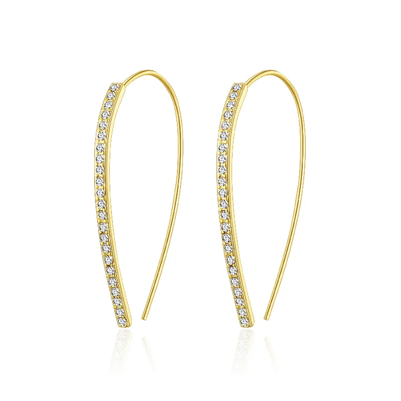 luxury earrings for women -Gold Plated Thread Earrings Created with Zircondia® Crystals