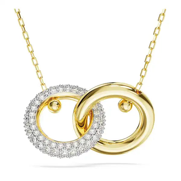 diamond pendant necklaces for women -Swarovski Dextera pendant Interlocking loop, White, Gold-tone plated  5668820