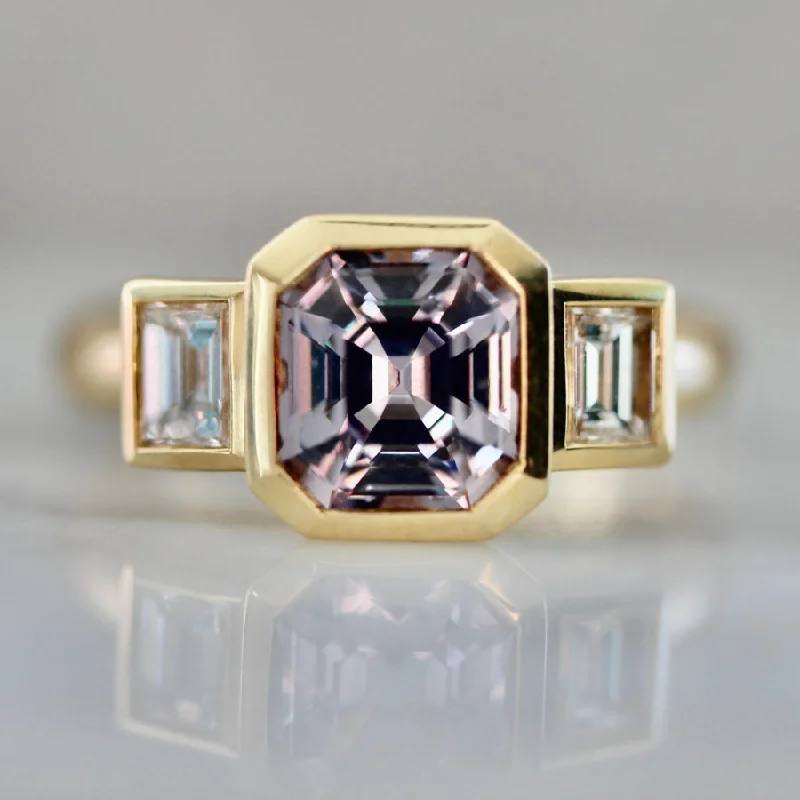 wedding rings for women -Prelude Purple-Blue Color Change Emerald Cut Spinel Ring