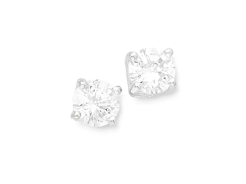 gold earrings for women -Sterling Silver Cubic Zirconia Stud Earrings